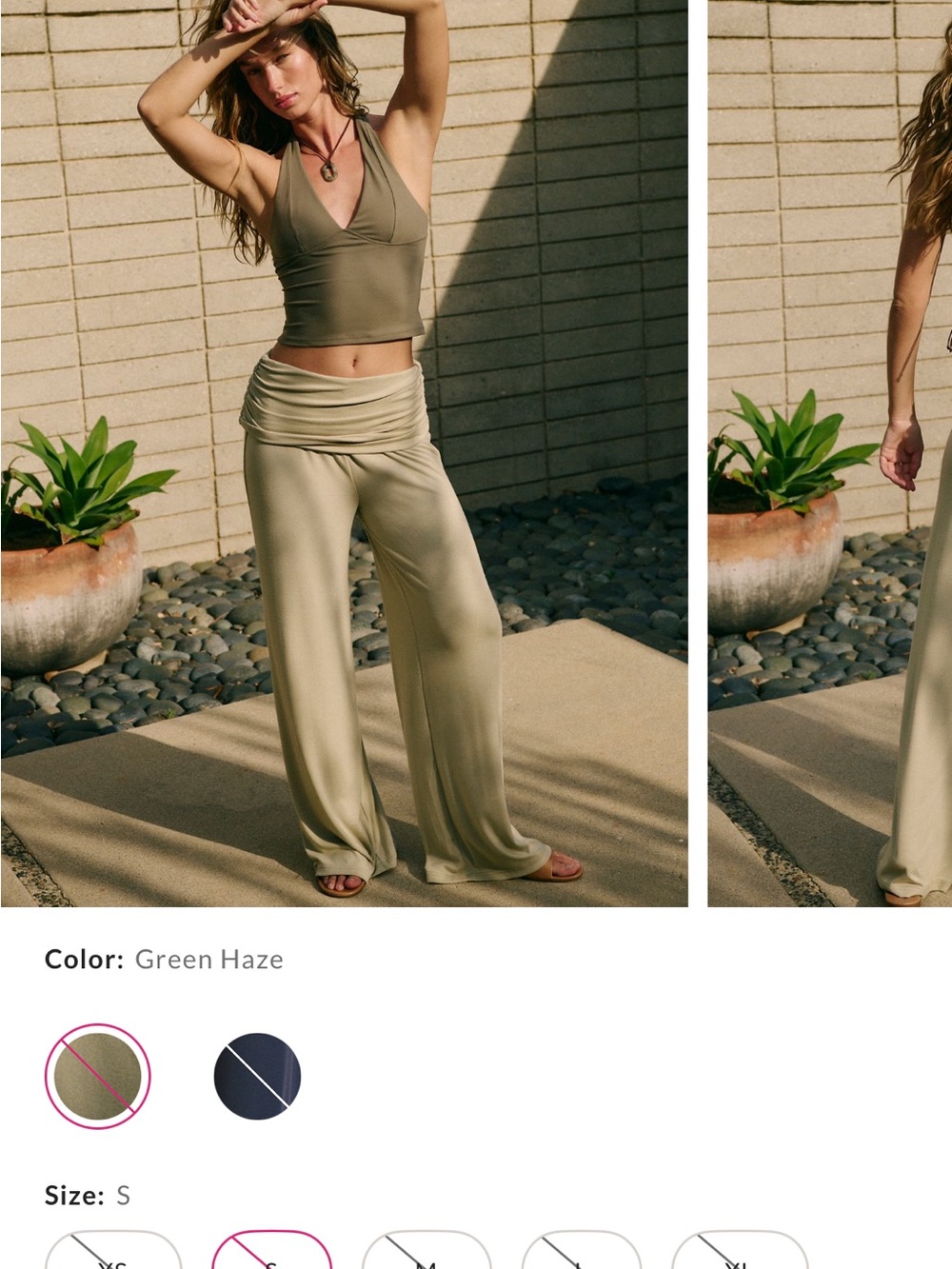 NWOT Free People Green Haze Good Feels Fold Over Pants Size M SOLD OUT ONLINE